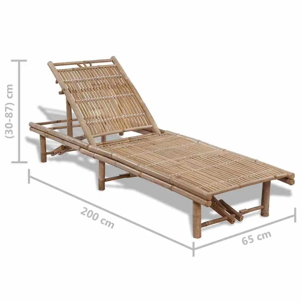 Adjustable Reclining Chair Bamboo Sun Lounger Outdoor Garden Patio Furniture