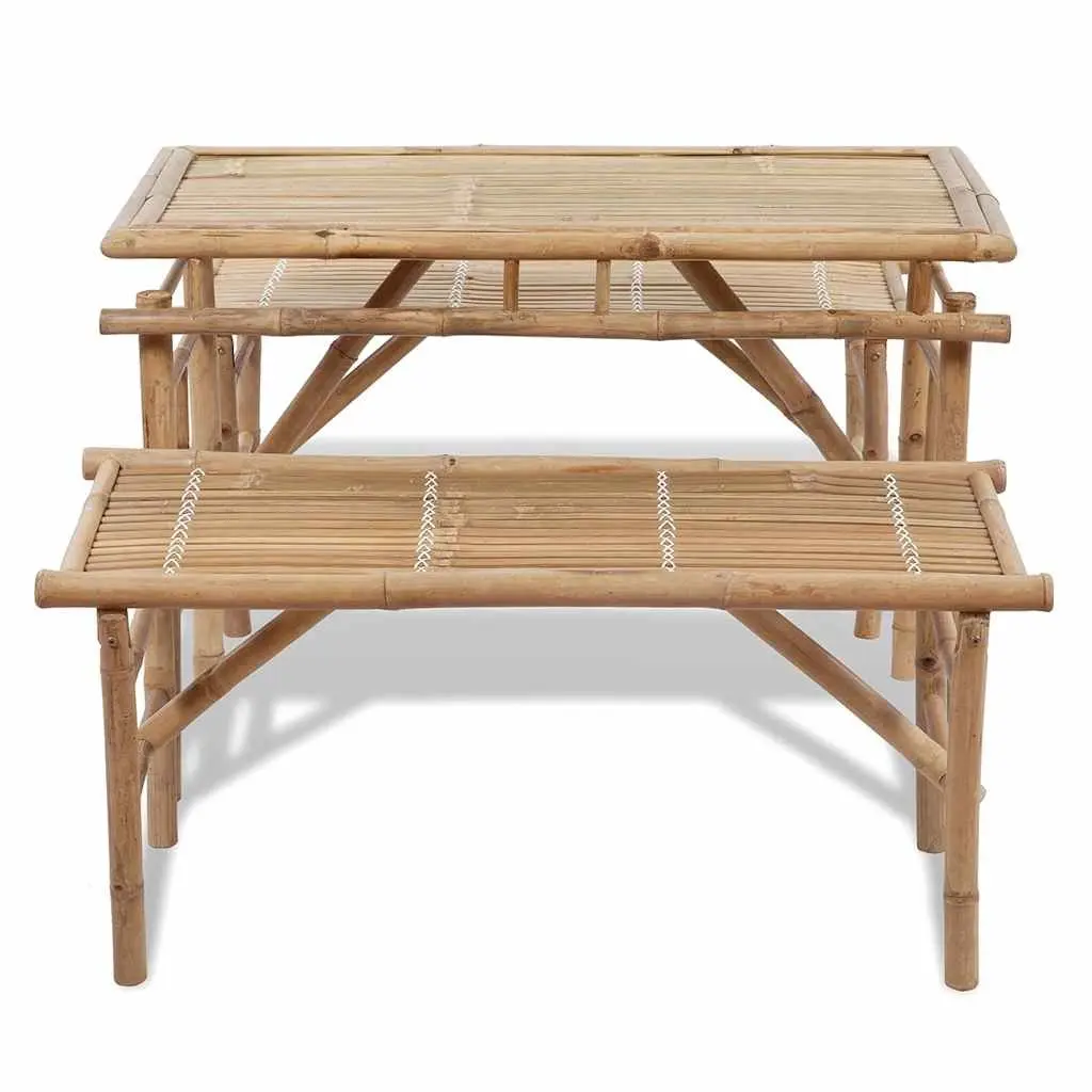 Outdoor Beer Table Set Foldable 100 cm with 2 Benches