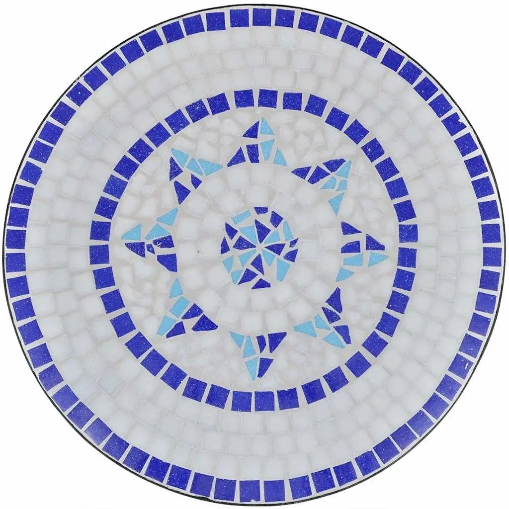 Mosaic Bistro Table Ceramic Top 60cm Blue White Outdoor Garden