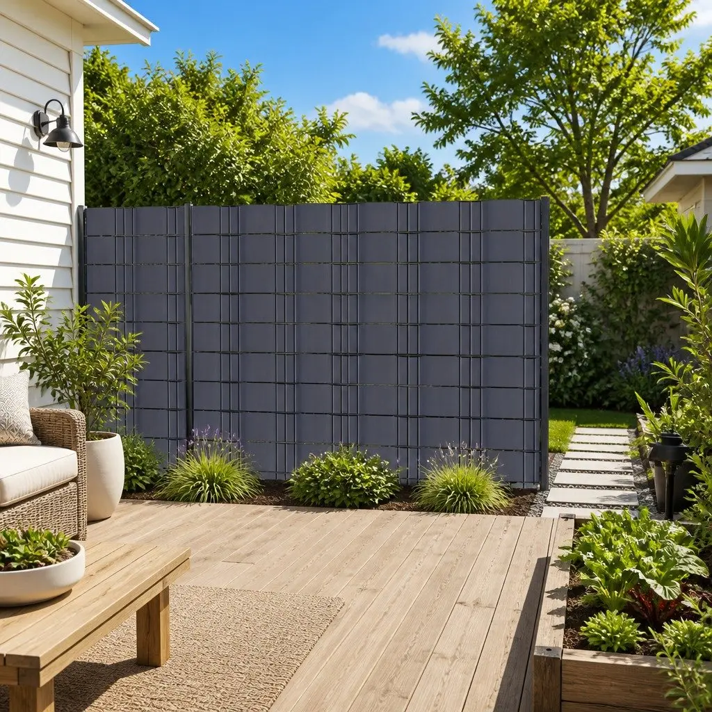 PVC Privacy Screen Garden Fence Panel Weatherproof 70x0.19m Grey