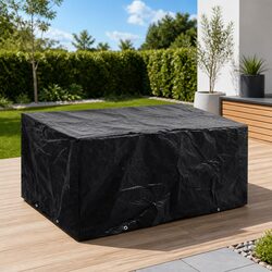Garden Furniture Cover 180x140x90cm Black Outdoor Rattan Protective 8 Eyelets