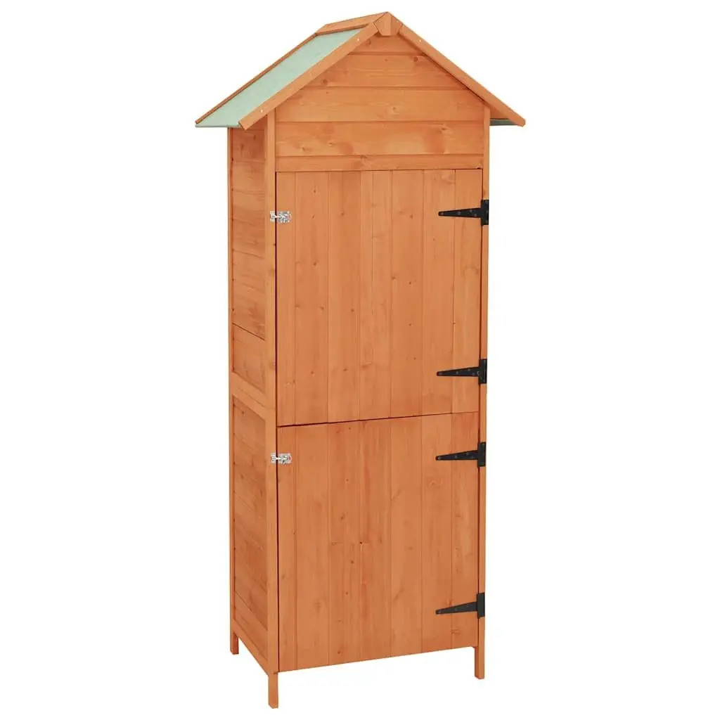 Wooden Garden Storage Cabinet Waterproof Roof Brown 42.5 x 64 x 190 cm