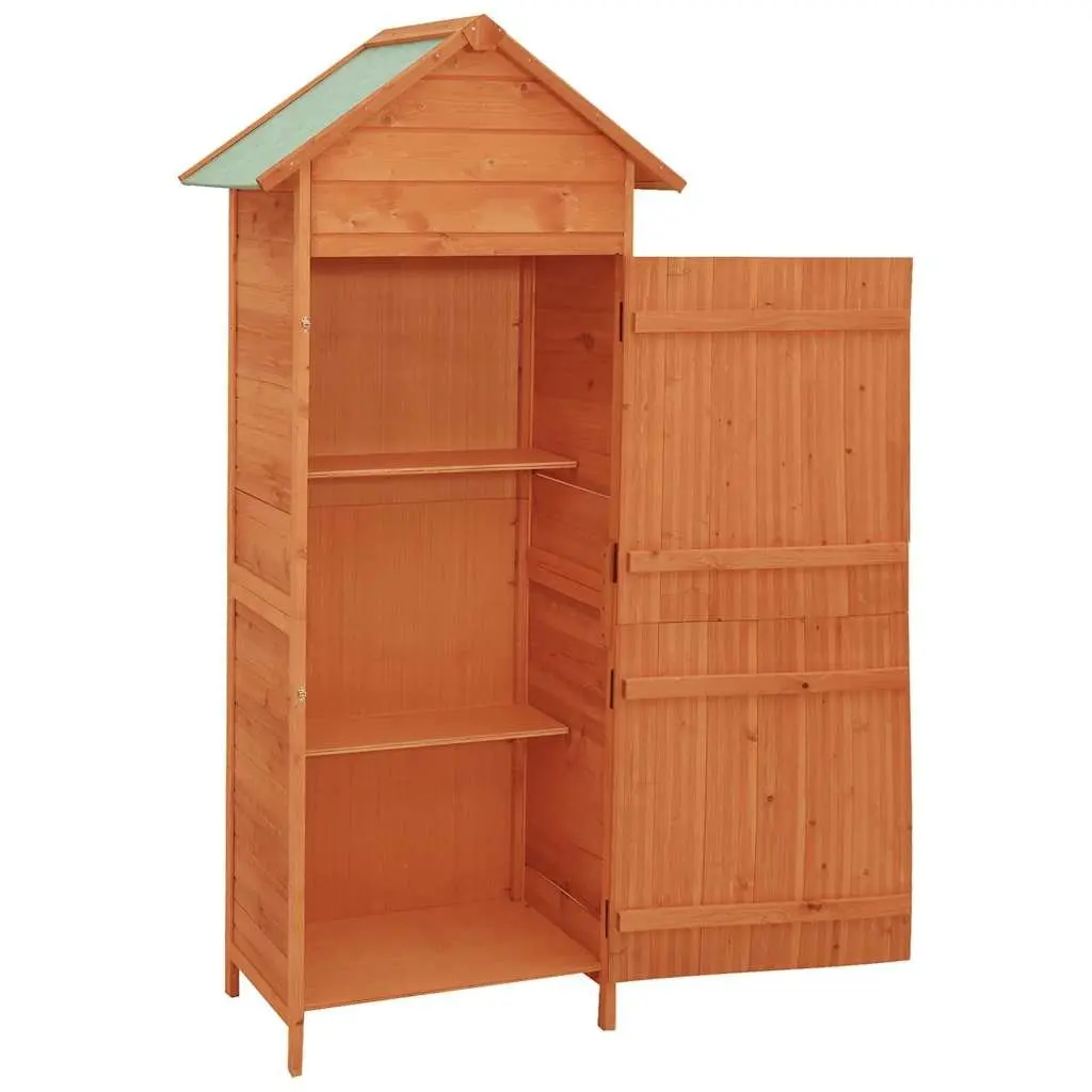 Wooden Garden Storage Cabinet Waterproof Roof Brown 42.5 x 64 x 190 cm