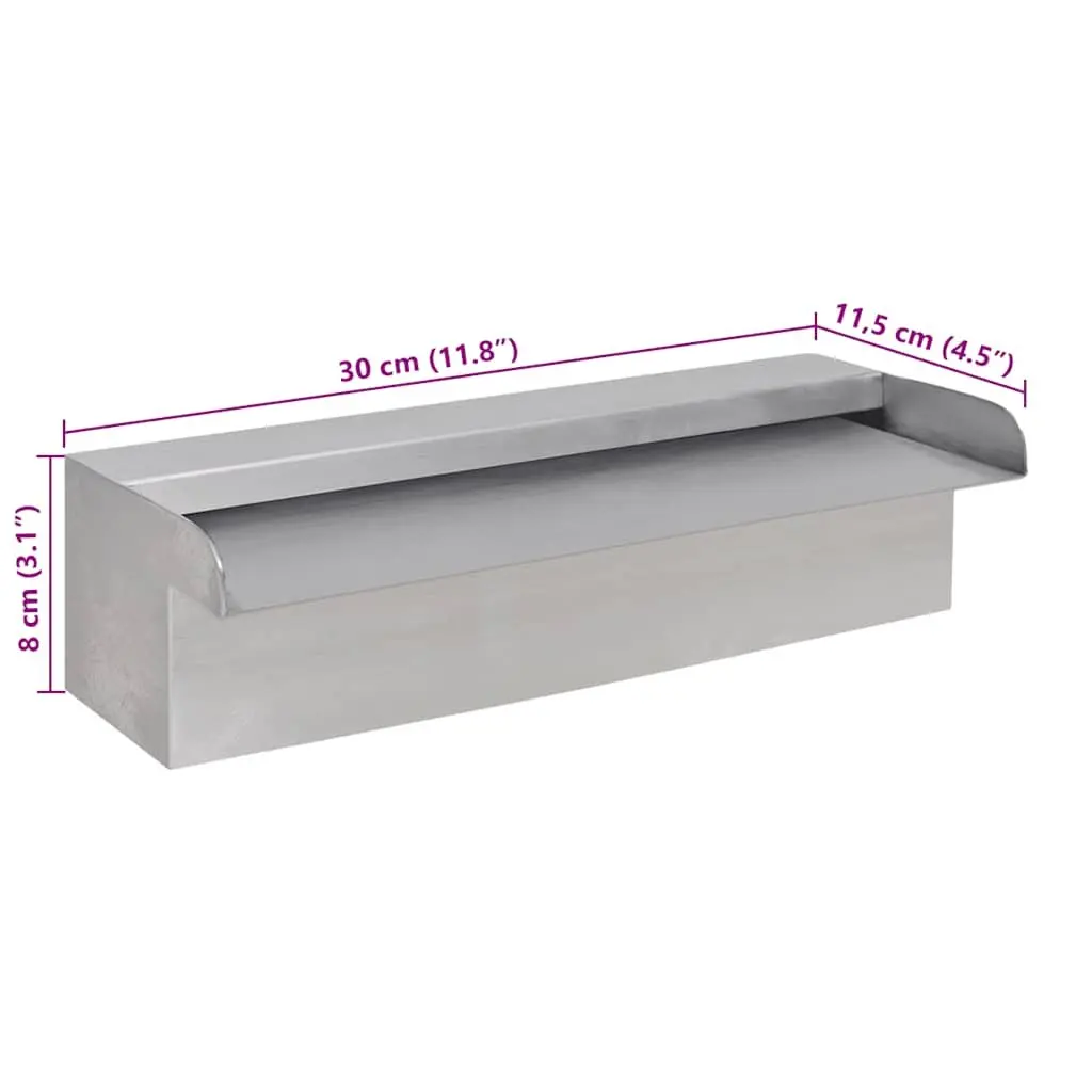 Rectangular Waterfall Pool Fountain Silver 30cm Water Feature Garden Decoration