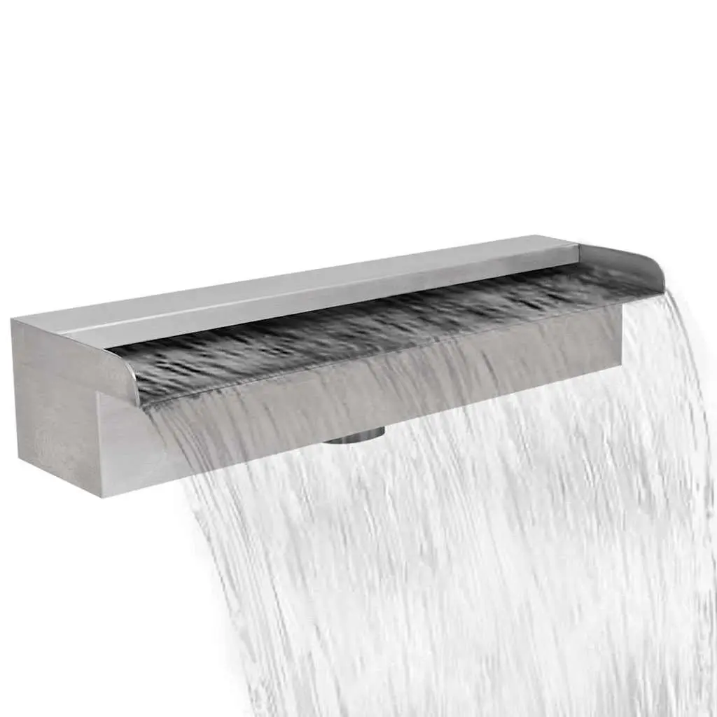 Rectangular Waterfall Pool Fountain Silver Stainless Steel 45cm