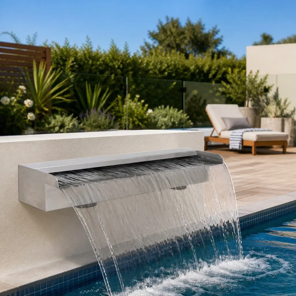 Rectangular Waterfall Pool Fountain Silver 60cm Water Feature