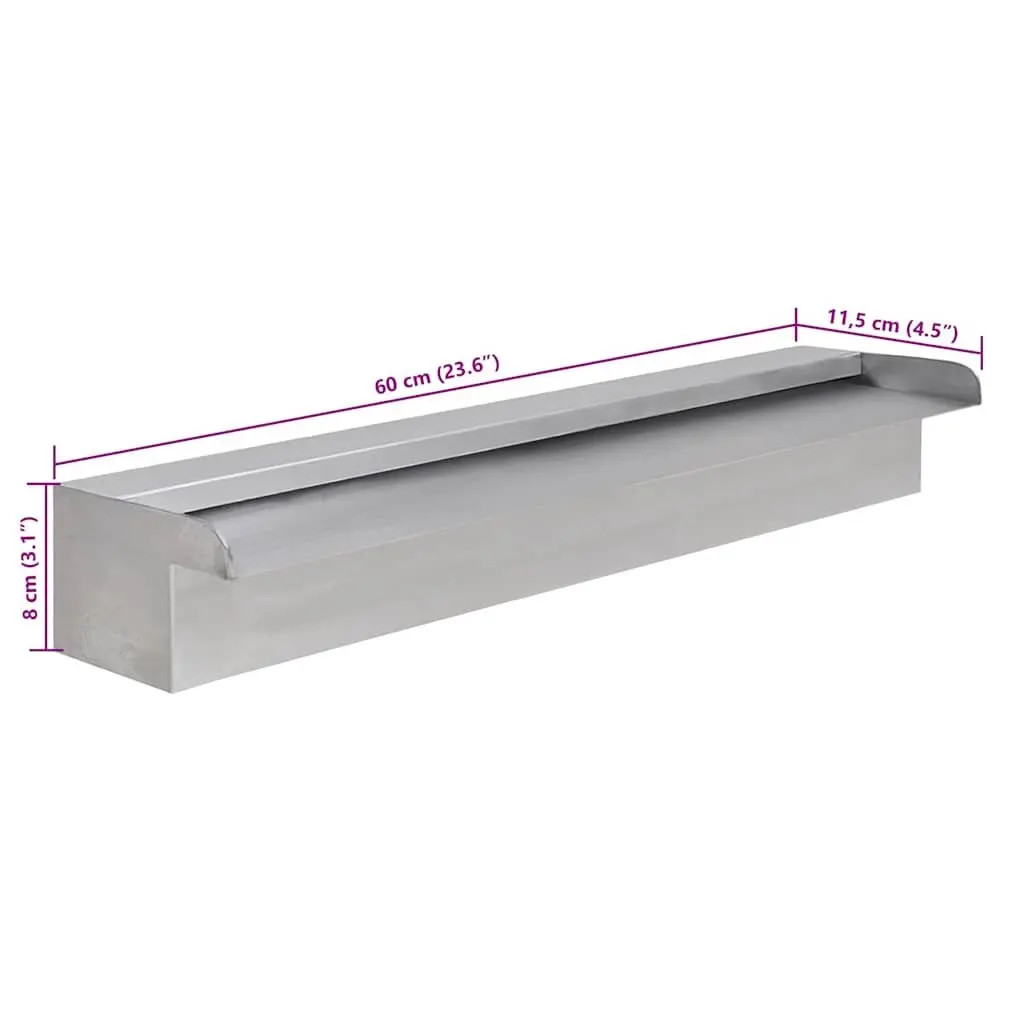 Rectangular Waterfall Pool Fountain Silver 60cm Water Feature