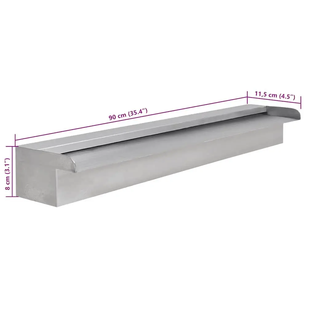 Rectangular Waterfall Pool Fountain Silver 90cm Water Feature