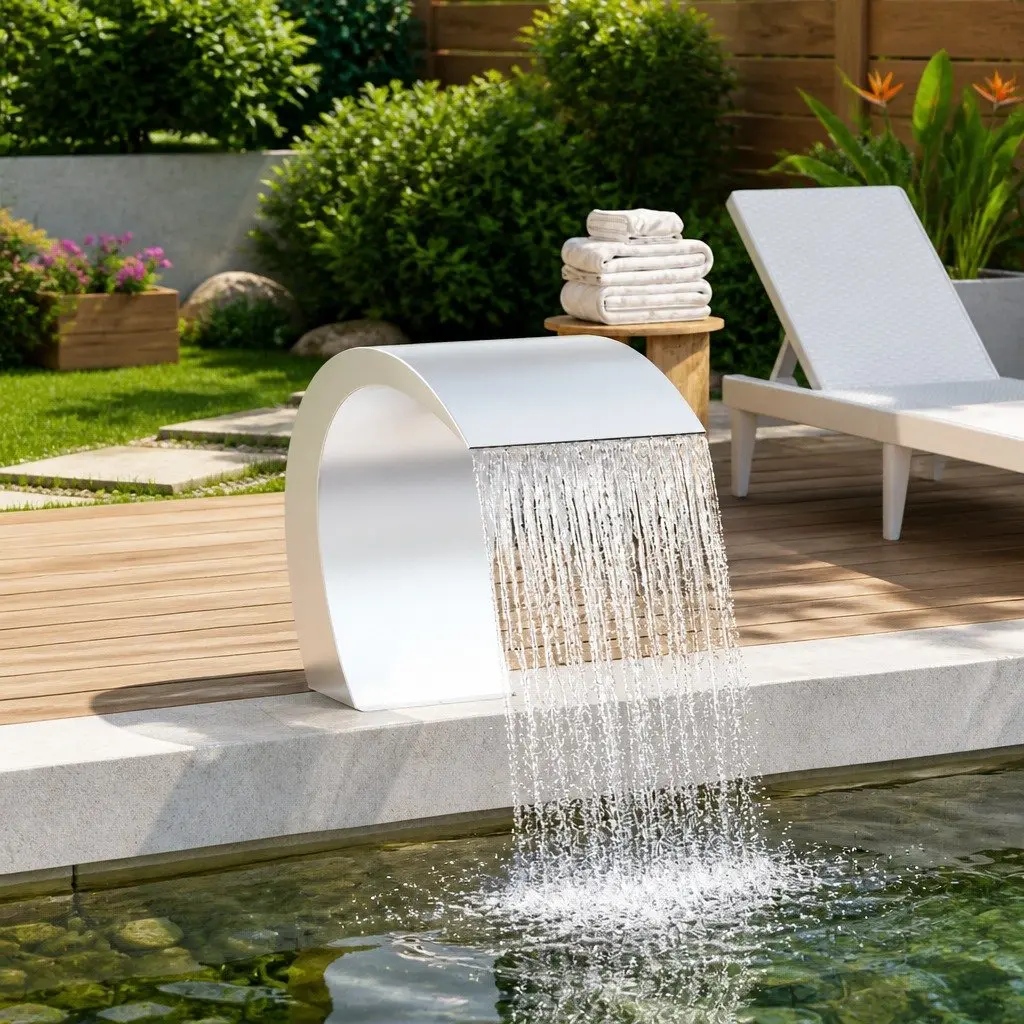 Outdoor Water Feature Silver Waterfall Fountain for Garden Pond and Pool 45x30x60cm