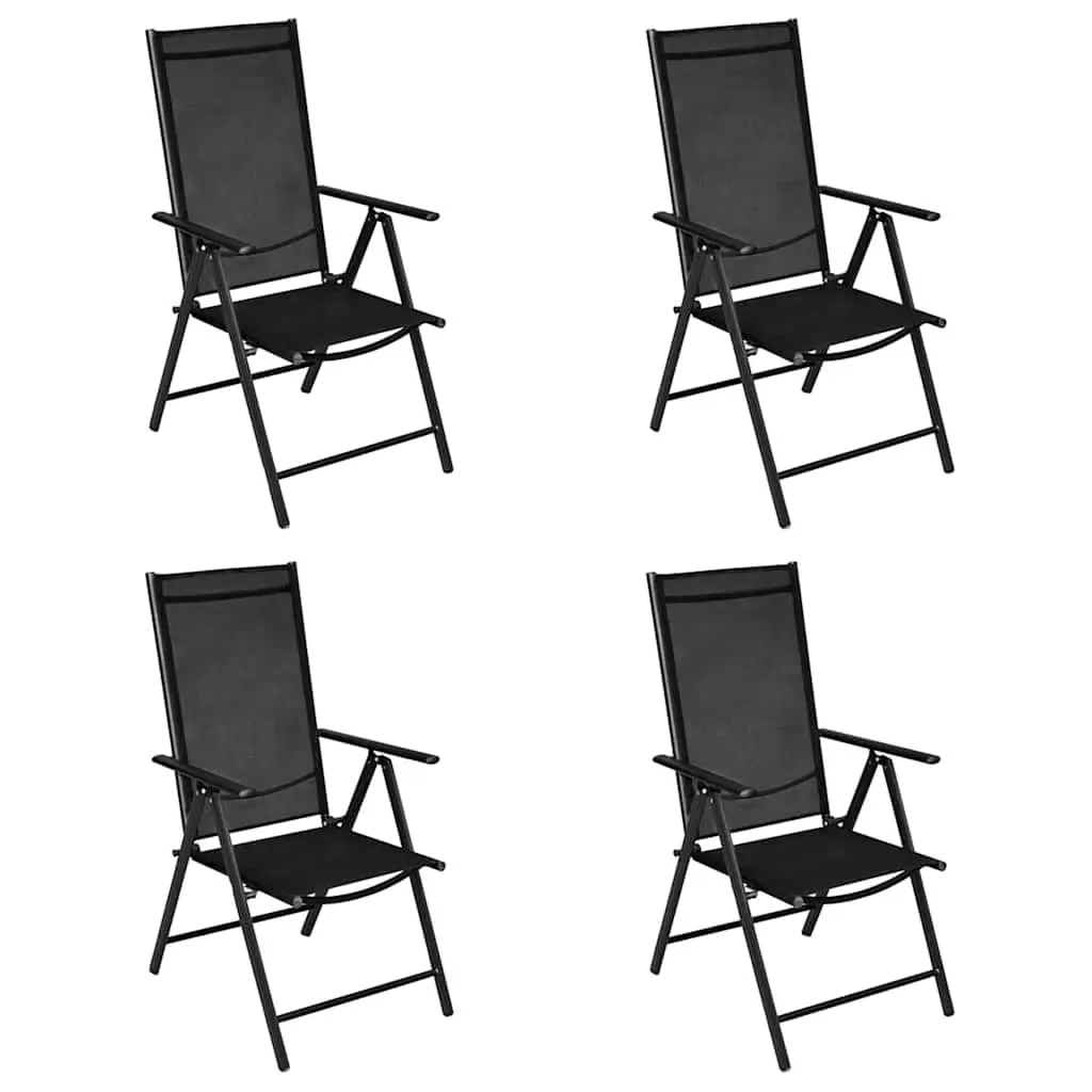 Folding Garden Chairs Set 4 pcs Lightweight Portable Adjustable Black