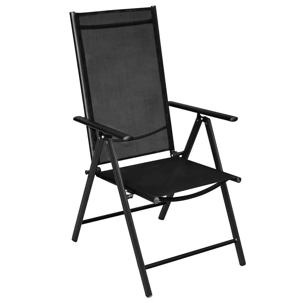 Folding Garden Chairs Set 4 pcs Lightweight Portable Adjustable Black