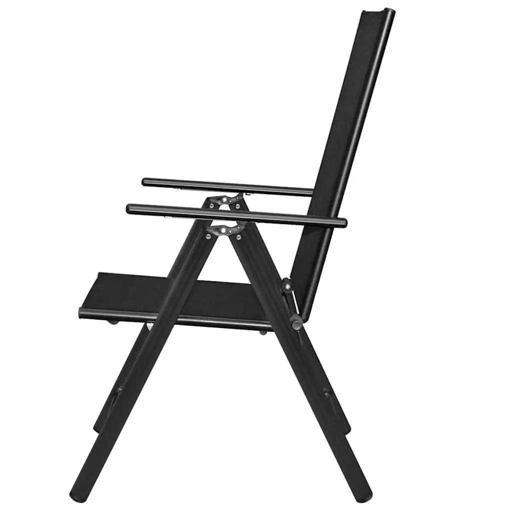 Folding Garden Chairs Set 4 pcs Lightweight Portable Adjustable Black