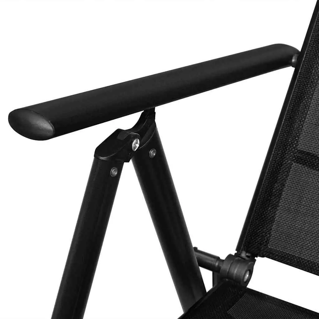 Folding Garden Chairs Set 4 pcs Lightweight Portable Adjustable Black