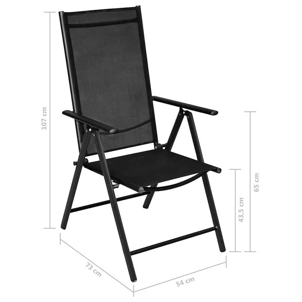 Folding Garden Chairs Set 4 pcs Lightweight Portable Adjustable Black