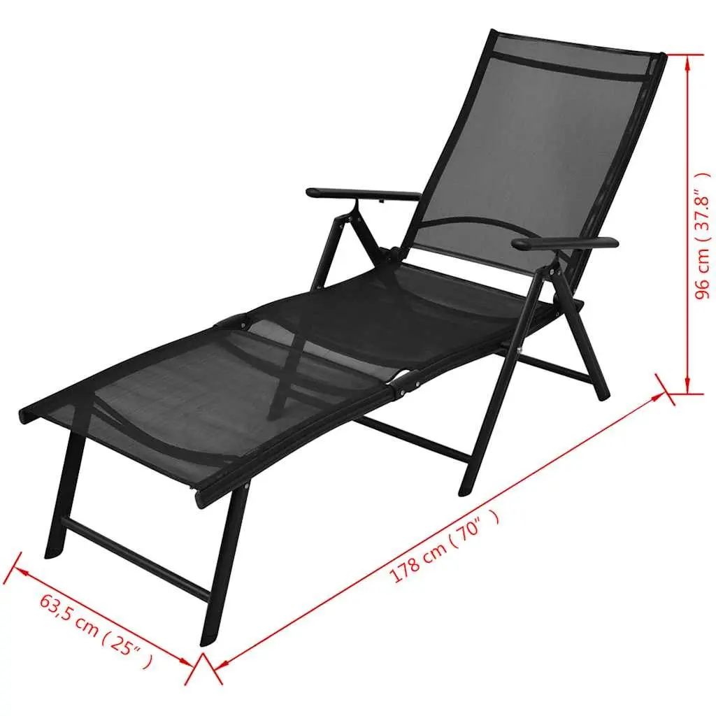 Folding Sun Lounger Weatherproof Lightweight Portable Reclining Lounge Chair