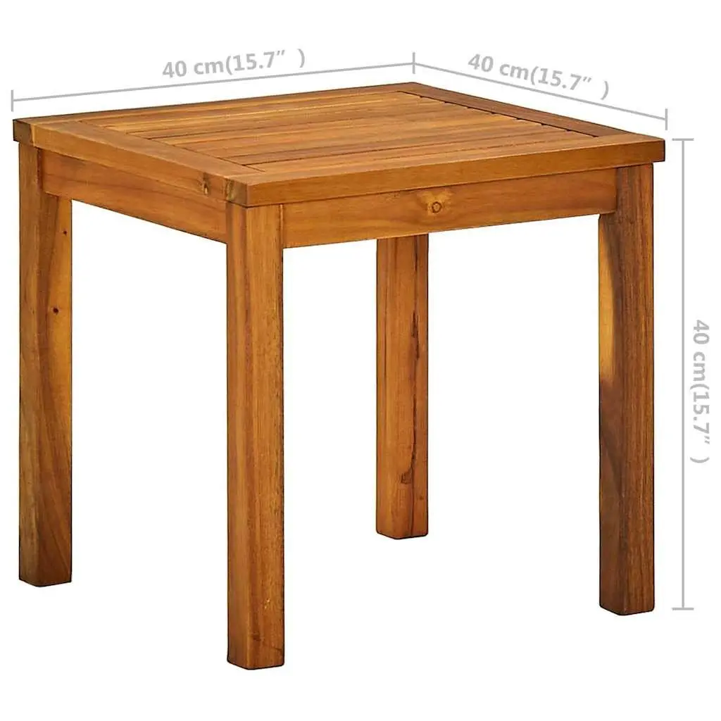 Sun Lounger with Side Table Brown Acacia Wood Textilene Outdoor Garden Furniture