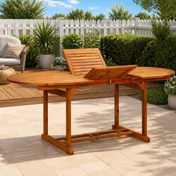 Your New Outdoor Dining Solution: Brown Extendable Table 150-200x100x75cm