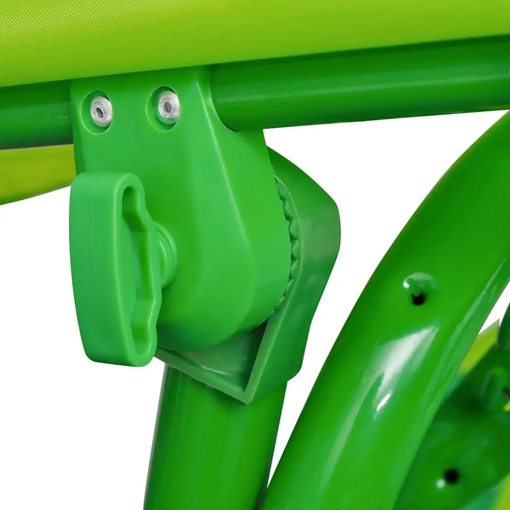 Outdoor Kids Swing Seat Green with Sunshade Canopy Sturdy Steel Frame