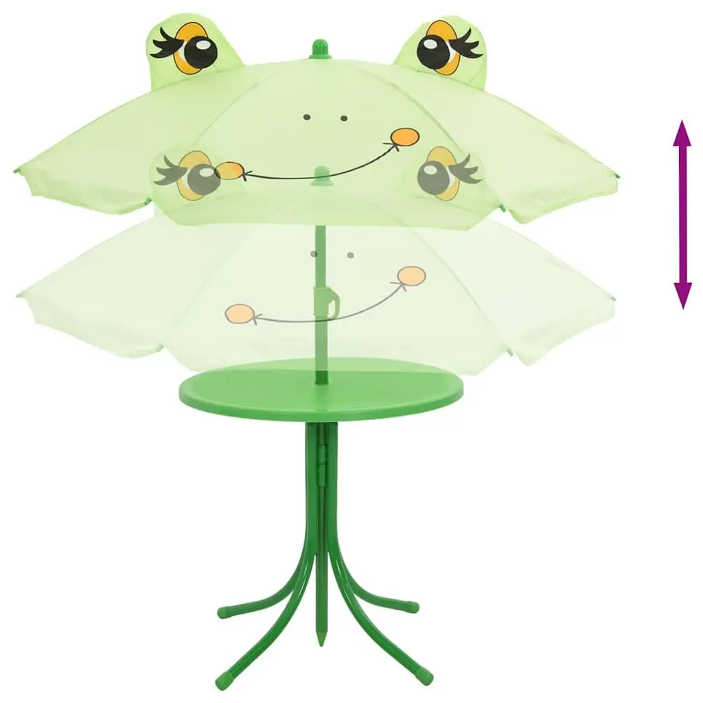 Kids Garden Bistro Set Green 3 Piece Outdoor Furniture Table Chairs Parasol