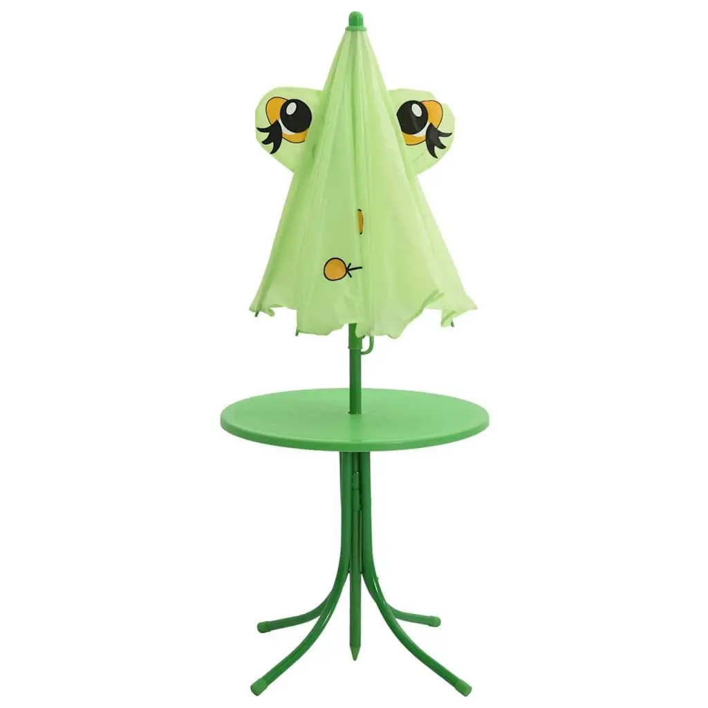 Kids Garden Bistro Set Green 3 Piece Outdoor Furniture Table Chairs Parasol