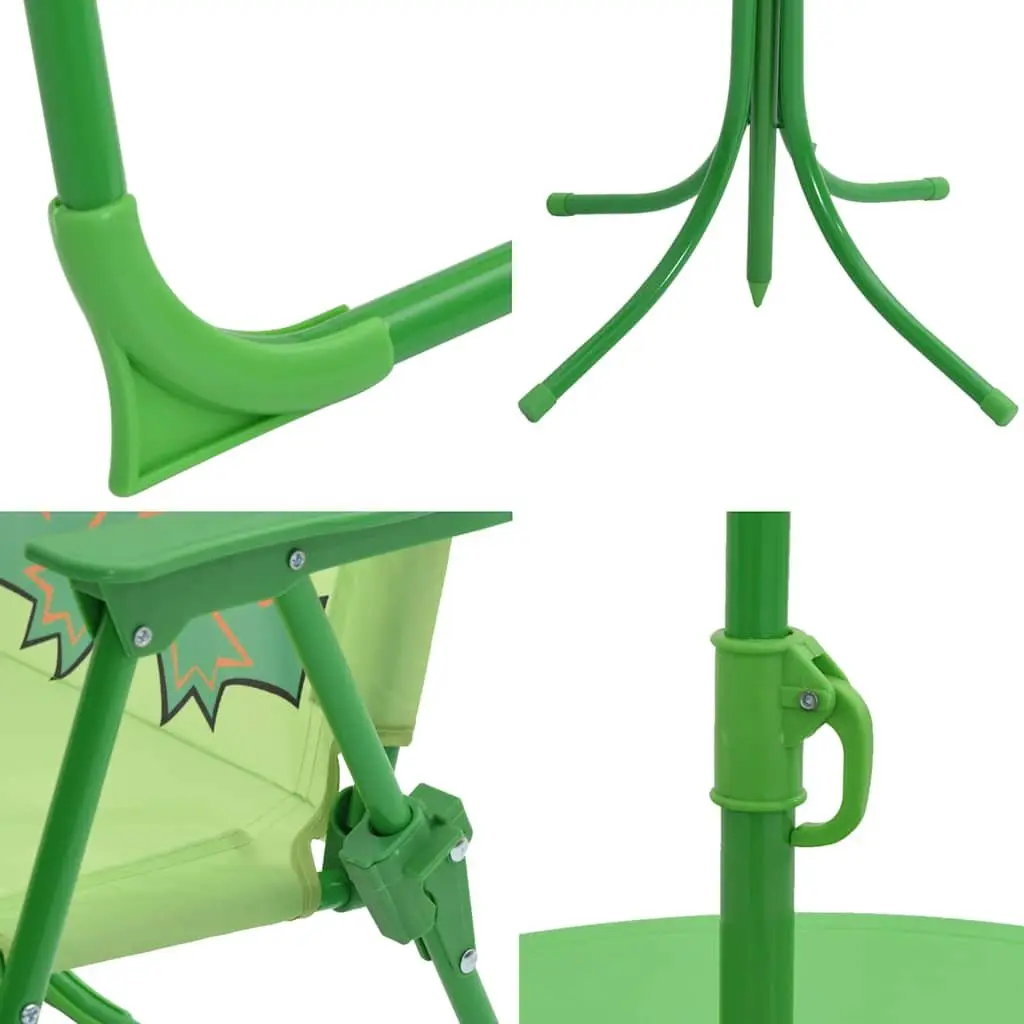 Kids Garden Bistro Set Green 3 Piece Outdoor Furniture Table Chairs Parasol