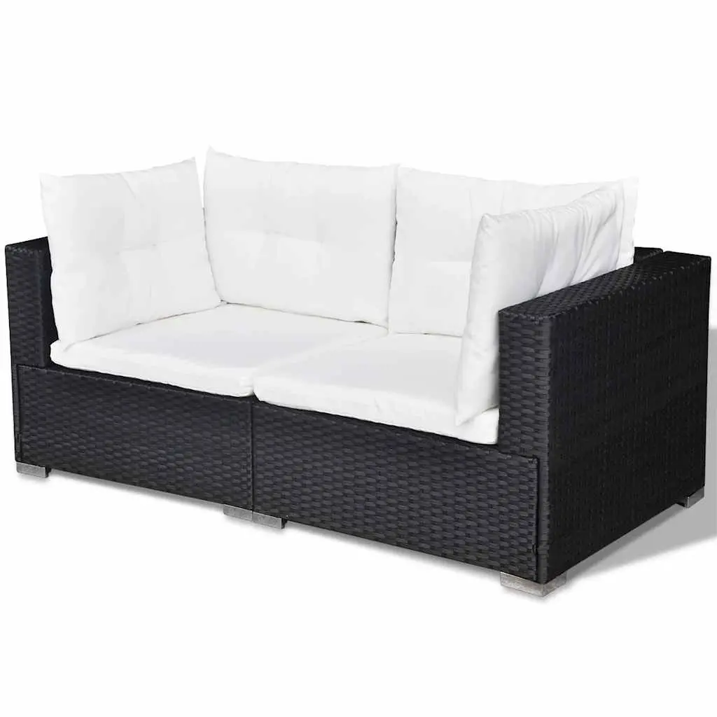 5 Piece Garden Lounge Set Weather-resistant PE Rattan Sofa Black