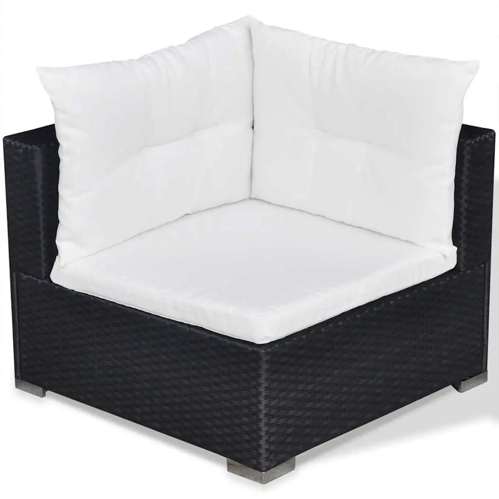 5 Piece Garden Lounge Set Weather-resistant PE Rattan Sofa Black