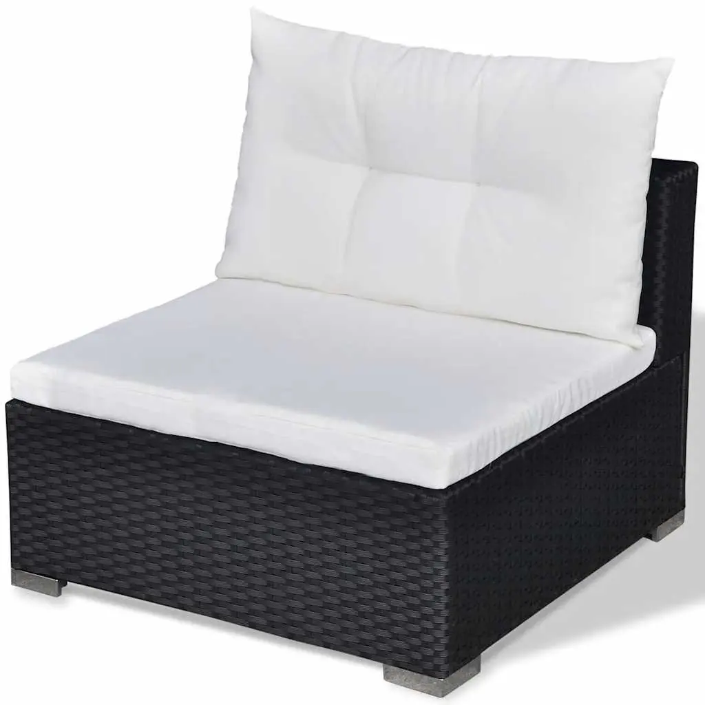 5 Piece Garden Lounge Set Weather-resistant PE Rattan Sofa Black