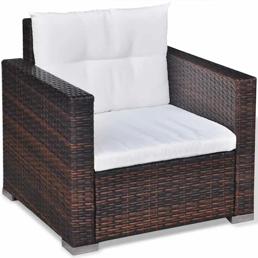 Garden Lounge Set 6 Piece Outdoor Furniture Weather-Resistant Rattan Sofa with Cushions