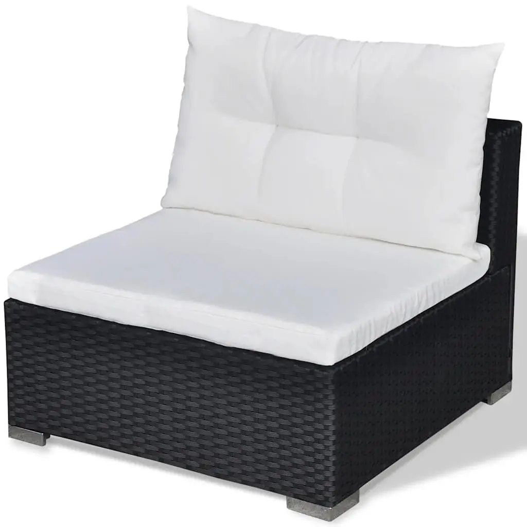 Garden Lounge Set Modular Black PE Rattan Sofa 6 Piece Outdoor Patio Furniture