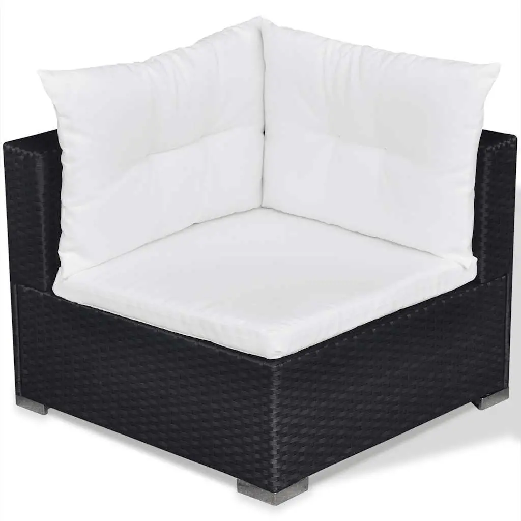 Garden Lounge Set Modular Black PE Rattan Sofa 6 Piece Outdoor Patio Furniture