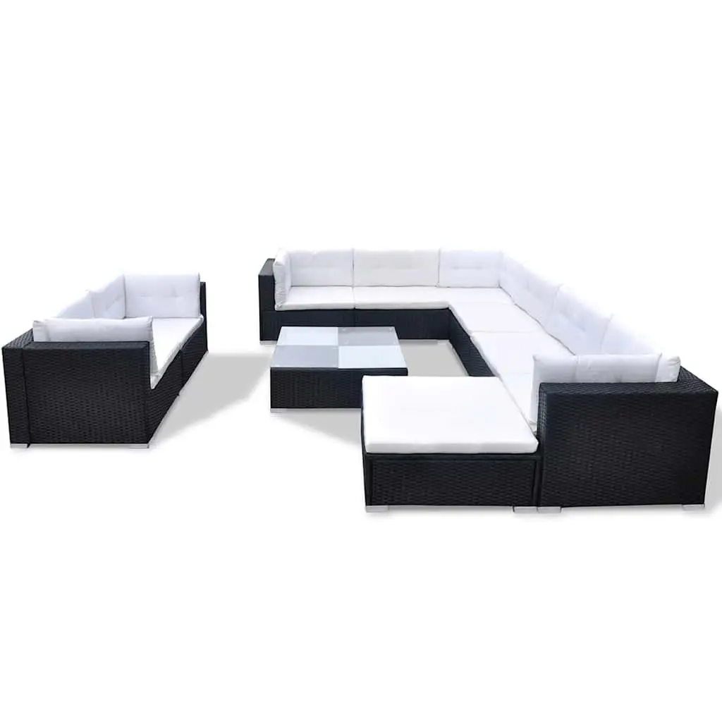 Garden Lounge Set 10 Piece Outdoor Patio Rattan Sofa Furniture with Cushions