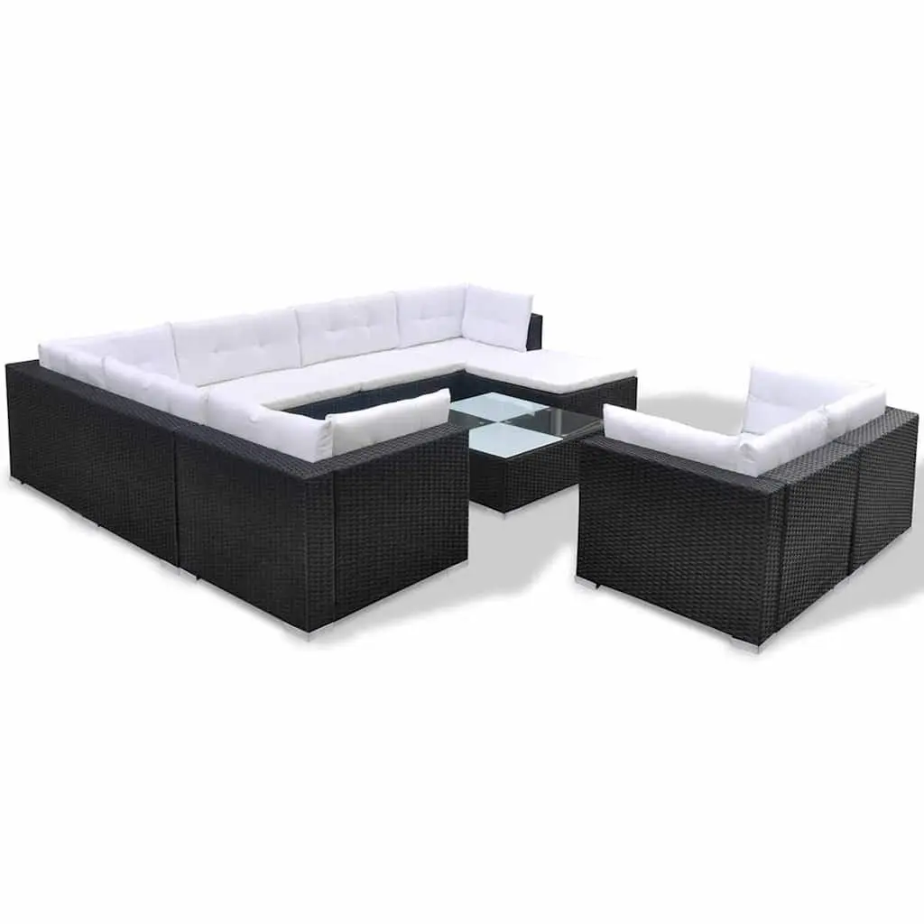 Garden Lounge Set 10 Piece Outdoor Patio Rattan Sofa Furniture with Cushions