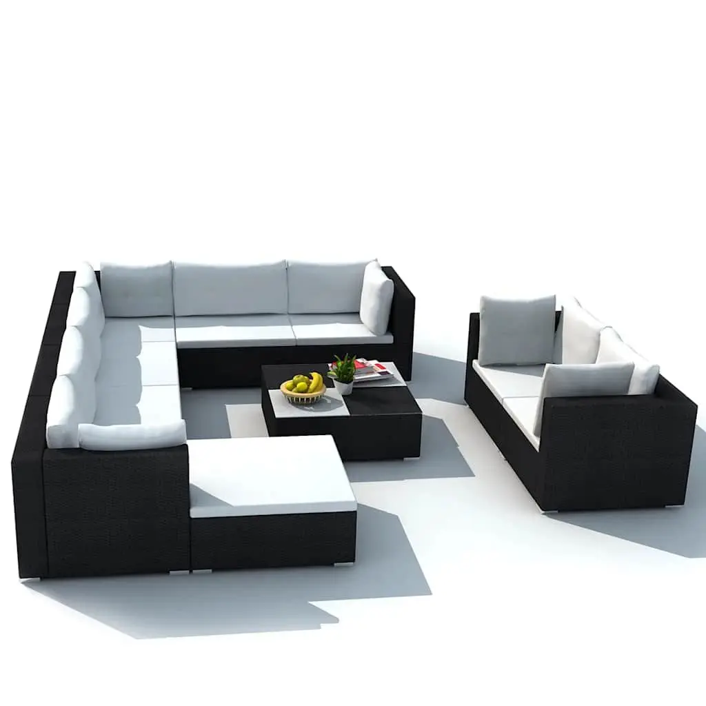 Garden Lounge Set 10 Piece Outdoor Patio Rattan Sofa Furniture with Cushions