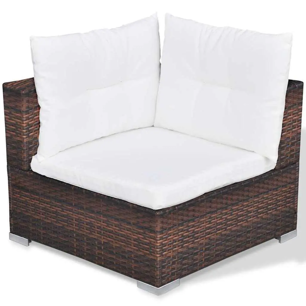 10 Piece Outdoor Garden Lounge Set with Cushions Poly Rattan Brown Furniture