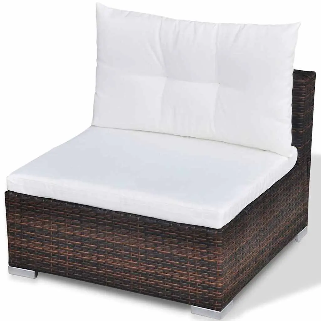 10 Piece Outdoor Garden Lounge Set with Cushions Poly Rattan Brown Furniture