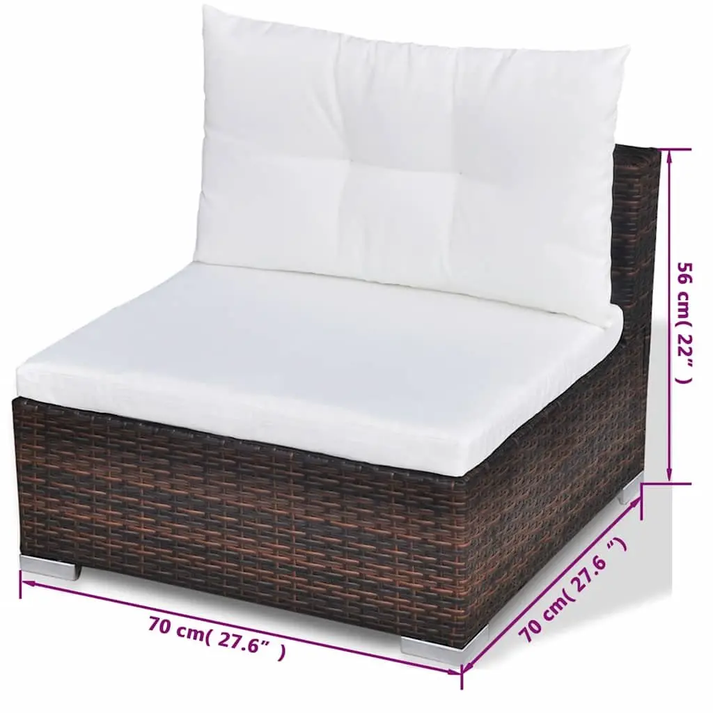 10 Piece Outdoor Garden Lounge Set with Cushions Poly Rattan Brown Furniture