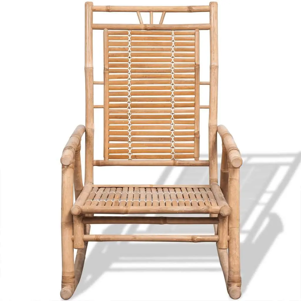 Bamboo Rocking Chair Relaxation Indoor Outdoor Brown Garden Patio Furniture