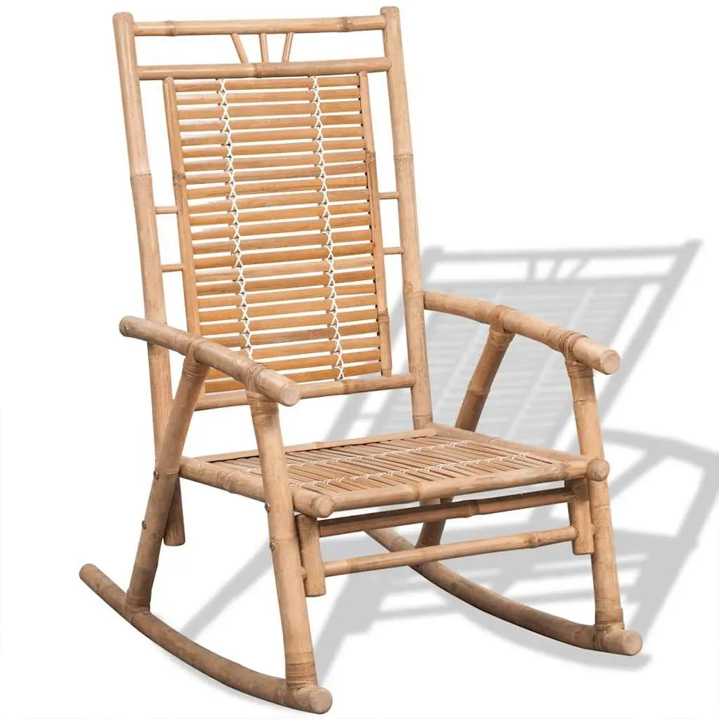 Bamboo Rocking Chair Relaxation Indoor Outdoor Brown Garden Patio Furniture