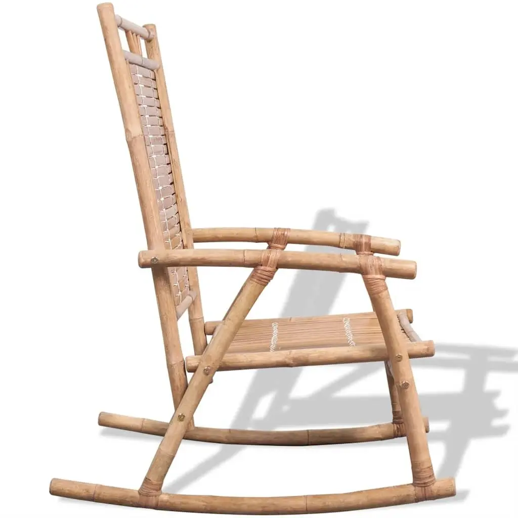 Bamboo Rocking Chair Relaxation Indoor Outdoor Brown Garden Patio Furniture