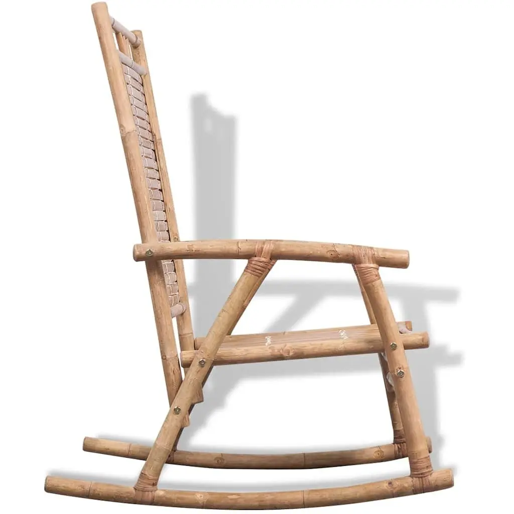 Bamboo Rocking Chair Relaxation Indoor Outdoor Brown Garden Patio Furniture