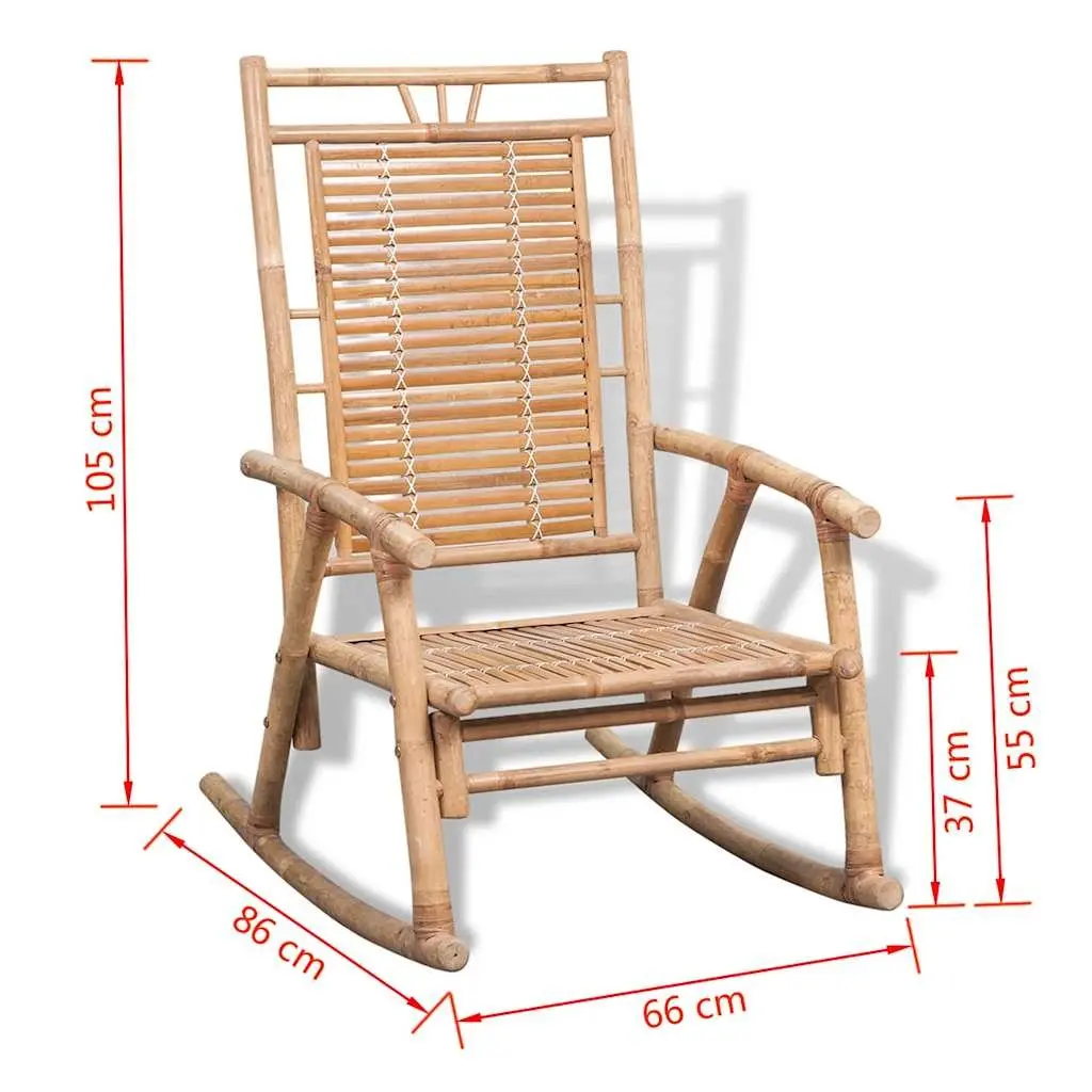 Bamboo Rocking Chair Relaxation Indoor Outdoor Brown Garden Patio Furniture