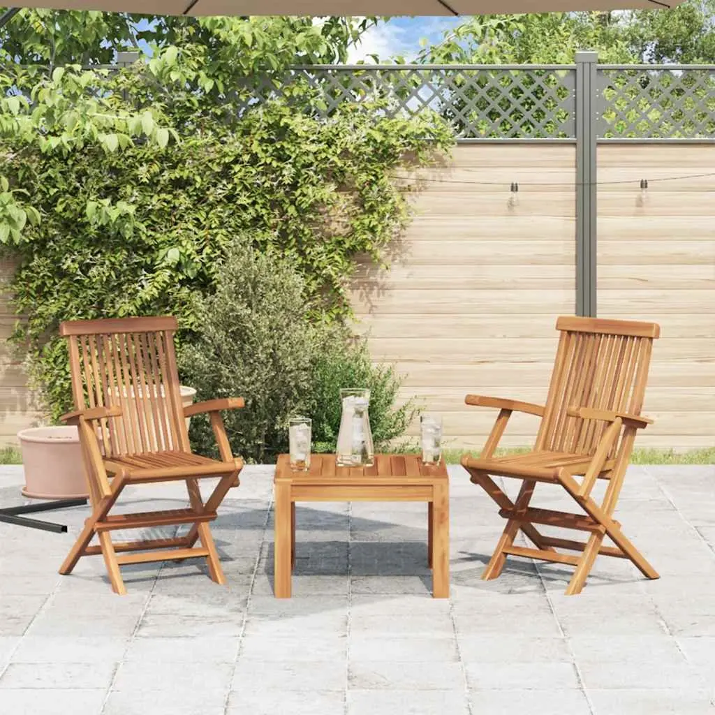 Folding Garden Chairs Set Teak Wood Lightweight 2 pcs