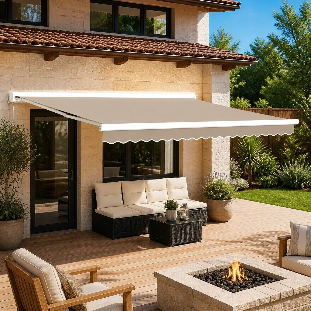 Awning Replacement Fabric Beige 4 x 3 m Outdoor Sun Shade Polyester