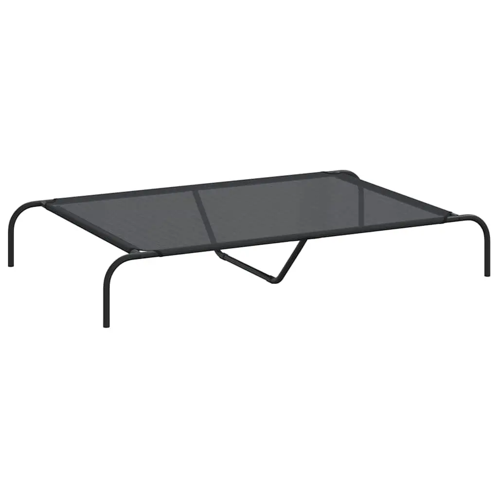 Elevated Dog Bed Black Textilene Mesh Portable Indoor Outdoor Steel Frame 130 x 80 x 20 cm
