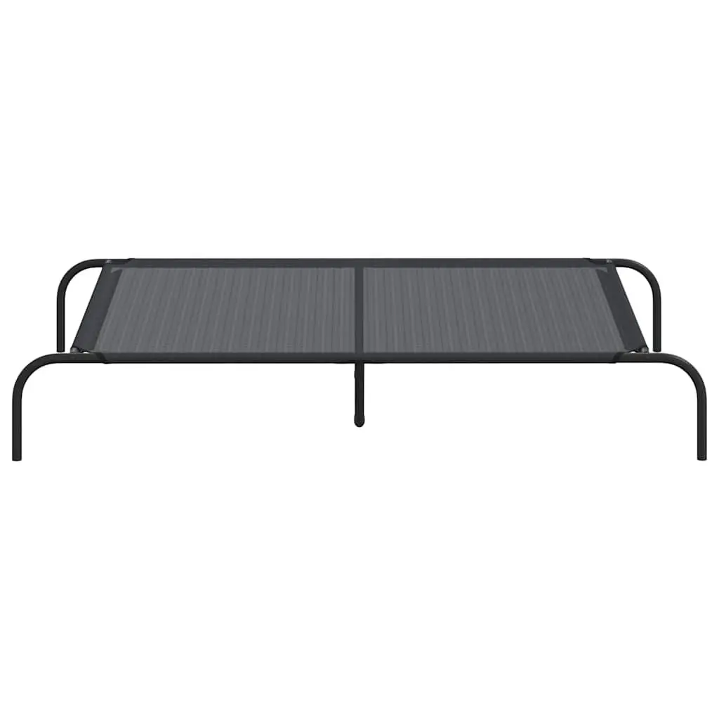 Elevated Dog Bed Black Textilene Mesh Portable Indoor Outdoor Steel Frame 130 x 80 x 20 cm