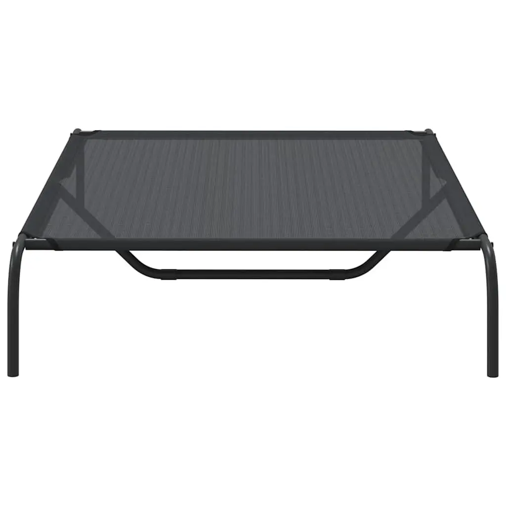 Elevated Dog Bed Black Textilene Mesh Portable Indoor Outdoor Steel Frame 130 x 80 x 20 cm