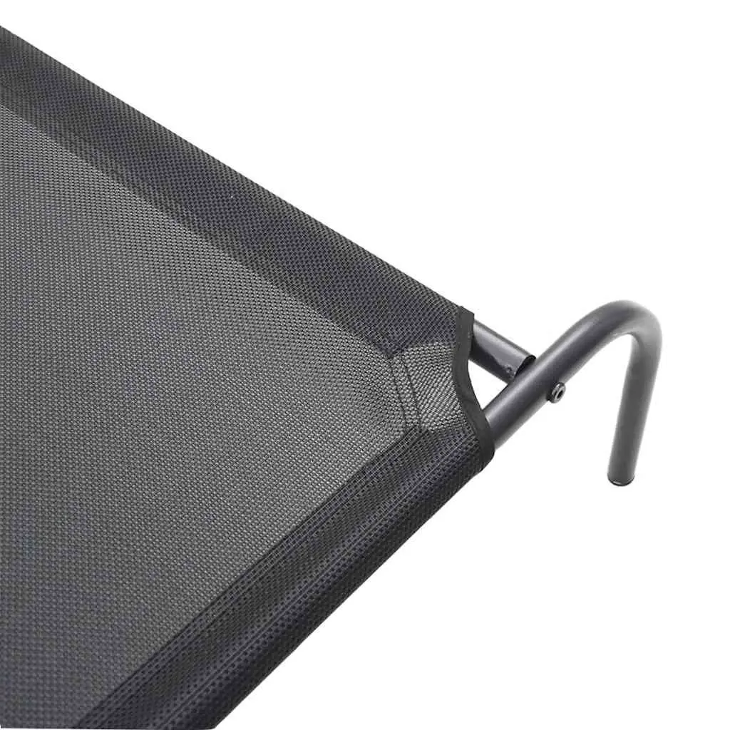Elevated Dog Bed Black Textilene Mesh Portable Indoor Outdoor Steel Frame 130 x 80 x 20 cm