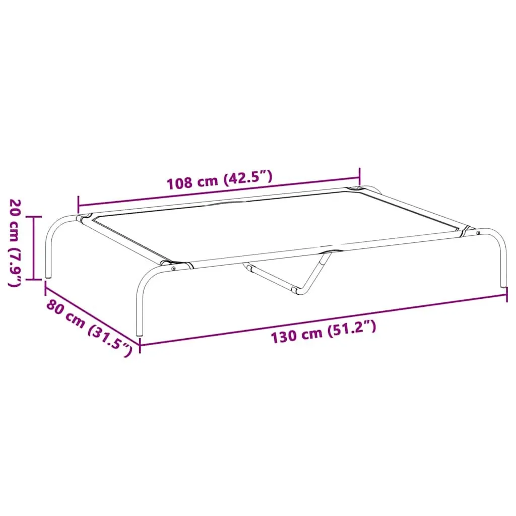 Elevated Dog Bed Black Textilene Mesh Portable Indoor Outdoor Steel Frame 130 x 80 x 20 cm