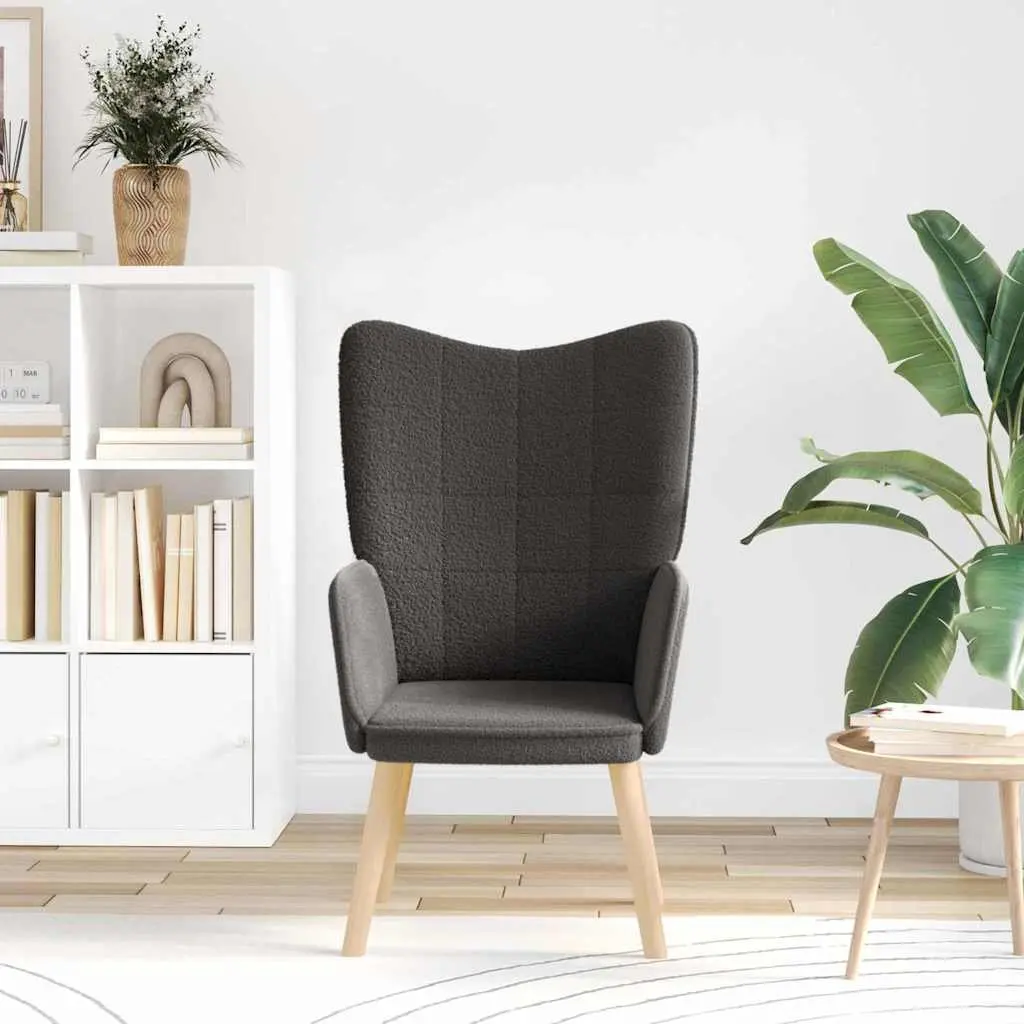 Armchair Dark Grey Sherpa Fabric Ergonomic 62 x 67 x 95.5 cm Living Room Bedroom Relax Lounge